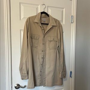 Carhartt Men's Casual Beige Button Down Shirt work